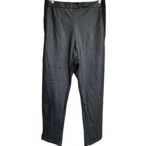 Pamela McCoy Faux Tapered Leather Pants Plus Size 3X Pull On PU Black Slits NWT